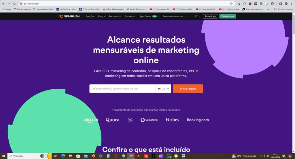 SEMRush, uma das ferramenta disponíveis para descobrir palavras-chave.
